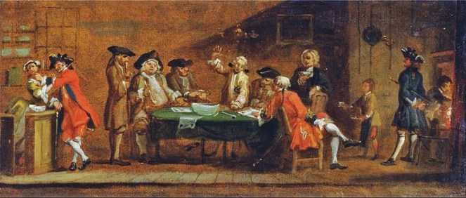 02 England 1730-50 Joseph Highmore (English painter, 1692-1780) Figures in a Tavern or Coffeehouse