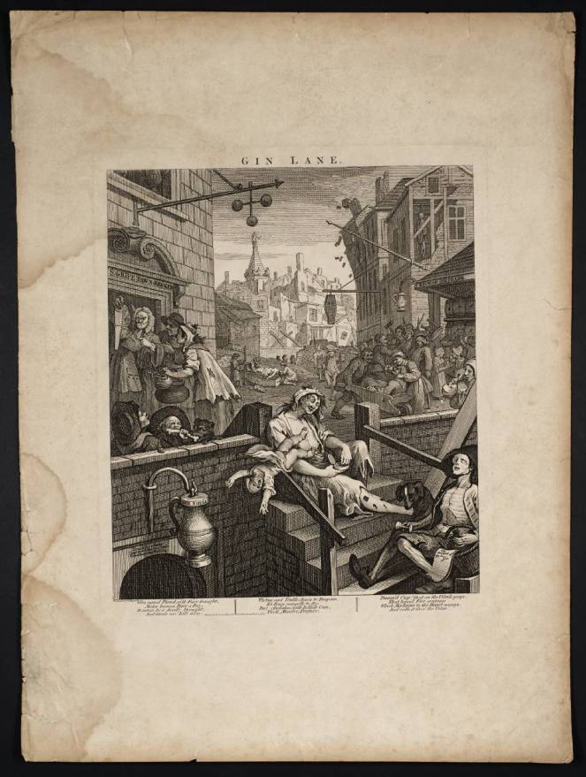 Gin Lane 1751 by William Hogarth 1697-1764