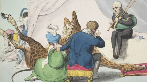 “Le Mort”, George IV (1762-1830), caricature of the King grieving the death of the giraffe at London (after) john (H.B.) Doyle, Royal Pavillion & Museums, Brighton
