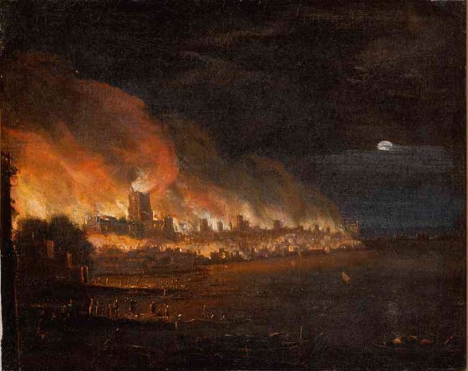 The Great Fire of London, oil on canvas, c.1675. Museum of London collection.