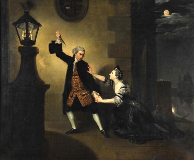 David Garrick and Mrs. Cibber and Belvidera in 'Venice Preserv'd, Johan Zoffany, 1762. Bowes Museum colletion